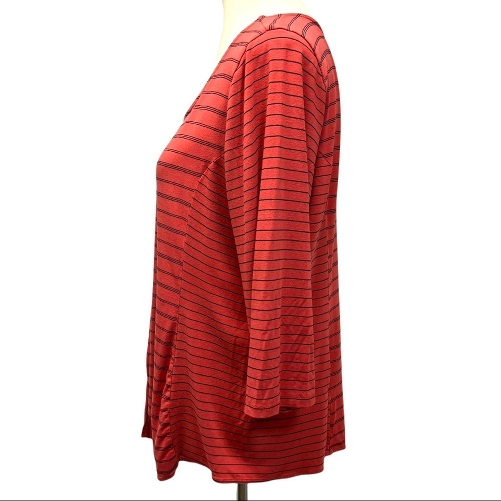 Habitat Terra Cotta Striped Stretchy Knit Tie Front Top - Picture 6 of 9